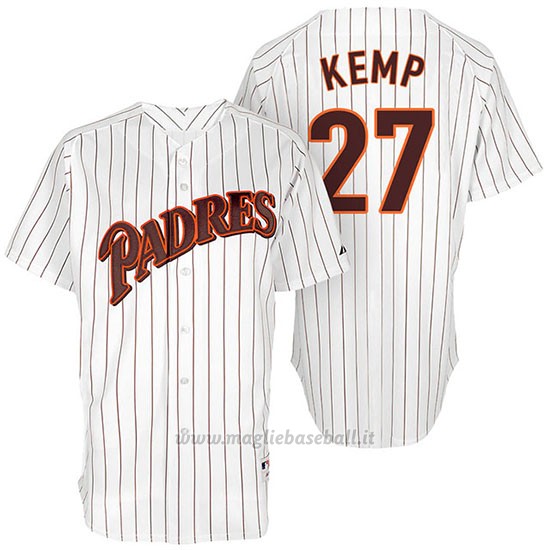 Maglia Baseball Uomo San Diego Padres San Diego 27 Matt Kemp Bianco Turn Back The Clock Giocatore